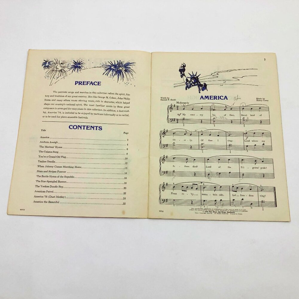 Set of 2 Music Booklet & Sheet America '76 for Piano & There's Star Spangled - Picture 4 of 7